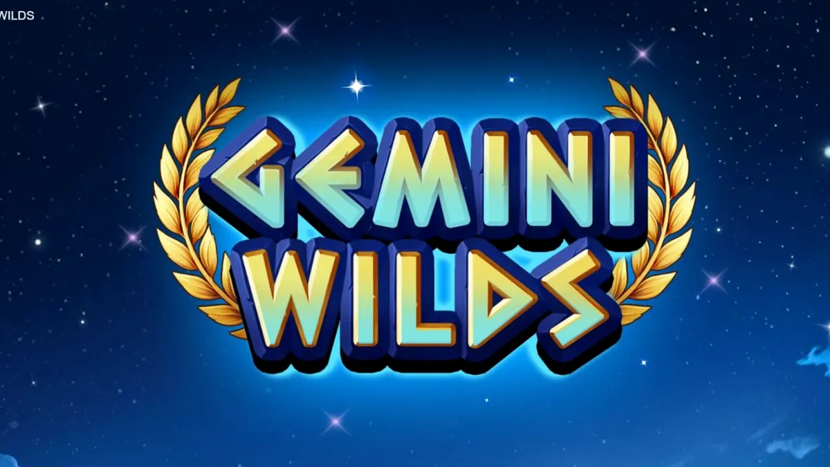 Giao diện trò chơi Gemini Wilds với các biểu tượng thần thoại và chòm sao trên nền trời đêm